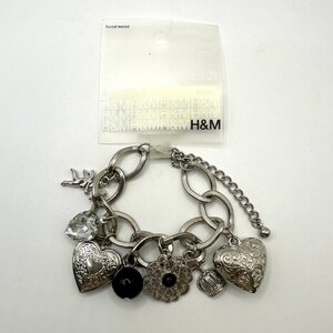 q698 未使用品保管品 H&M エイチアンドエム シルバーカラー ブレスレット ハートモチーフ アクセサリー