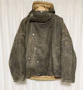 美品 [DIESEL] 22AW 定20万 L-LUCA OVERSIZED PADDED CRACKLE オーバーサイズ レザーパーカー ジャケット S 羊革 ブラウン 中綿 ディーゼル