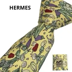 HERMES エルメス　ネクタイ メンズ　シルク　野菜柄　ベジタブル