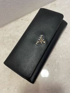 ◆中古 ◆プラダ　PRADA 長財布 ◆SAFFIANO METAL ORO/1MH132 ◆黒　ブラック 現在12000円