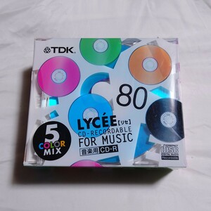 希少レア 日本製 未開封 TDK LYCEE CD-R 80 音楽用 5COLOR MIX FOR MUSIC　CD-RLC80X5MN 5枚パック