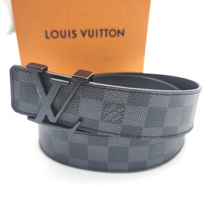 1円～【美品】LOUIS VUITTON ルイヴィトン ベルト サンチュール ダミエグラフィット LV イニシャル PVC レザー 黒 M9808 AC2029 85 34