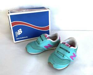 new balance ニューバランス 620 スニーカー 14cm ベルクロ シアン ピンク ロゴN 靴 キッズ 子供サイズ マジックテープ K620API P887