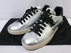 極美品 【ドルチェ＆ガッバーナ DOLCE&GABBANA】 CS1772 AW151 レザー ローカット スニーカー 靴 (メンズ) size8 シルバー系 □30MZA6063□