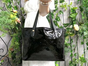 ●超美品●BVLGARI ブルガリ●コレツィオーネ●ロゴ型押し●エナメル パテント カーフ レザー●トート バッグ●黒●G金具●B5●Js47668