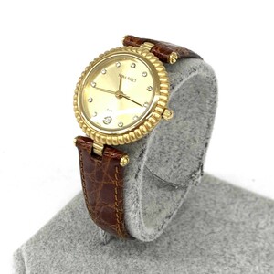 ◆NINA RICCI ニナリッチ 腕時計 クォーツ◆D952 ゴールドカラー×ブラウン SS×レザー レディース ウォッチ watch