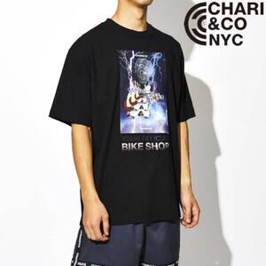 Chari&Coチャリアンドコー BEAMS Tビームス ERECTRONIC PUG TEE エレクトロニックパグTシャツ 犬アニマルプリント　L ブラック