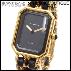 101724718 シャネル CHANEL プルミエール H0001 ブラック ゴールド金具 GP レザー ＃M 腕時計 レディース 電池式