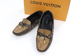 J1485 【本物保証】極美品 LOUIS VUITTON/ルイヴィトン ドライビングシューズ グロリアライン モノグラム フラットシューズ サイズ/L36 1/2