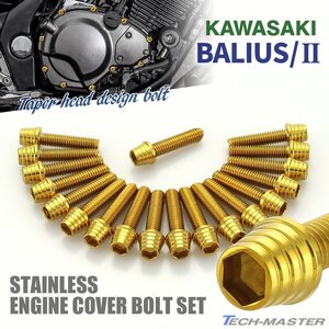 バリオス/II BALIUS エンジンカバーボルト 19本セット ステンレス製 テーパーシェルヘッド カワサキ車用 ゴールドカラー TB8227