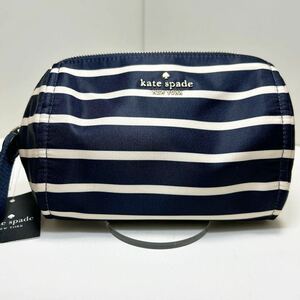 ☆新品-未使用-タグ付き☆ ◆kate spade ケイトスペード KB574　ポーチ◆　チェルシー　ストライプ　ネイビー 【送料無料】 0822