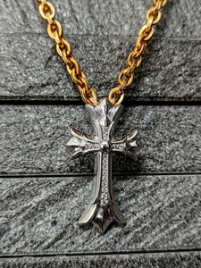 【2024年購入!!】クロムハーツ　CHROME HEARTS　18kWG ダブルクロス　パヴェダイヤ　ペンダント　ネックレス　インボイス　22kとも相性◎