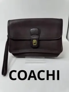 COACH オールドコーチ クラッチバッグ グラブタンレザー ダークブラウン