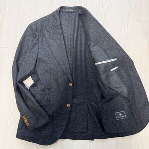 美品◎XL相当◎メンズビギ Men‘s Bigi メンズ テーラードジャケット ペイズリー柄 グレー 灰色 派手 シングル カジュアル タキシード 2B