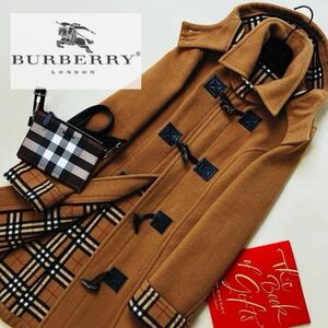 d36美品　極ふわのメルトンウール★参考価格15万●BURBERRY BLUE LABEL メゾンな気品〜高級ダッフルコート バーバリーコート レディース 40