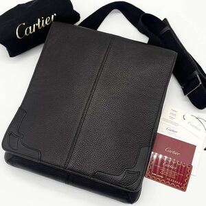 1円〜【極美品】Cartier カルティエ メッセンジャーバッグ ショルダーバッグ ボディバッグ A4可能 ビジネス レザー ダークブラウン
