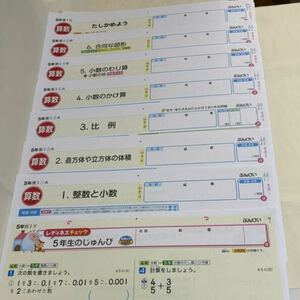 【未使用品】小学5年生 算数 テスト 解答付き 8部 1学期　ぶんけいテスト