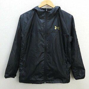 z■アンダーアーマー/UNDER ARMOUR 1358912 ユース ベースボール ウーブン フルジップジャケット【YXL】黒/キッズ/154【中古】■