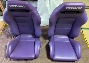 RECARO SR-3 フェイクレザー張り替え 2脚セット　バックロゴ付き レカロ 左右セット　紫　パープル