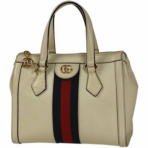 グッチ GUCCI オフィディア GG スモール ハンドバッグ 2WAY ショルダー シェリーライン ウェブ レザー ホワイト 547551 レディース 中古