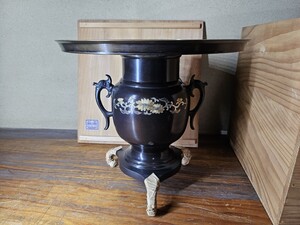 薄端 花器 華道具 金属工芸 花入 三足 花瓶 花生 茶道具