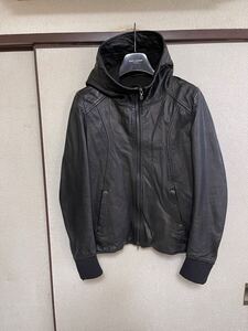 【即決早い者勝ち】 ATTACHMENT アタッチメント LEATHER HOODED BLOUSON レザーフーデッドブルゾン ジャケット BLACK ブラック 黒色 