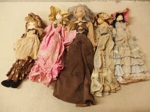 0140367s【昭和レトロ 手作り 布人形 5体セット】中古品 ドール/長い人形//全長42～60cm程度/中古品