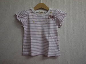 24春夏/新/即☆ｔ/mini☆ 80/ネックレス風 ボーダー半袖Tシャツ