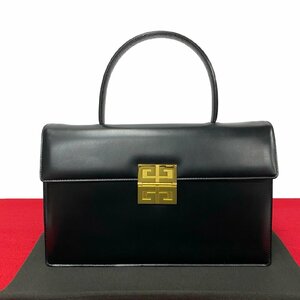 ほぼ未使用 希少品 GIVENCHY ジバンシィ 4G ロゴ 金具 カーフ レザー 本革 本革 ハンドバッグ ミニ トートバッグ ブラック 黒 20590