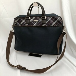 1円　美品　バーバリー　ビジネスバッグ　ブリーフケース　A4サイズ　ショルダー　BURBERRY ネイビー　2way 