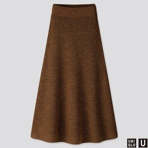  ユニクロ UNIQLOメランジフレアスカート ロング ニット