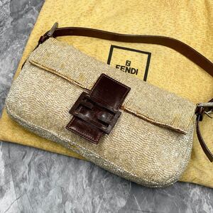 1円【入手困難品】FENDI フェンディ マンマバケット ビーズ ハンドバッグ ワンショルダー アクセサリーポーチ レザー 手持ち