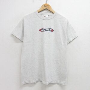 M/古着 フィラ FILA 半袖 ビンテージ Tシャツ メンズ 00s ビッグロゴ コットン クルーネック 薄グレー 霜降り 24jul05 中古