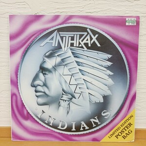 アンスラックス Anthrax Indians 45rpm ポスタージャケット仕様 Island Records12IS-325 ※値札シール貼ってあります 【管17】