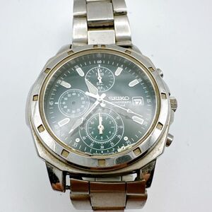 A2501-1-29 １円スタート 不動品ジャンク クオーツ SEIKO　50M　セイコー メンズ腕時計 シルバー　 白文字盤 クロノグラフ