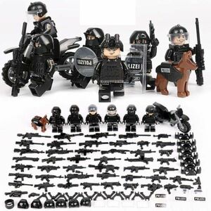 【新品】MOC レゴ ブロック 互換 SWAT 特殊部隊 アンチテロ部隊 カスタム ミニフィグ 6体セット 大量武器・装備・兵器付き D225