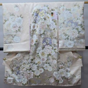 お宮参り産着 祝着 正絹 のしめ 女児 華やか金彩 金刺繍 高級 綸子地 経済産業大臣指定伝統的工芸品 京友禅 新品（株）安田屋 NO40851