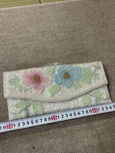 戸0307 小花柄 長財布 花柄 ビーズバック