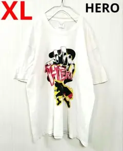 アメリカコミック　ヒーロー　プリントTシャツ　白　HERO　 XL　匿名配送