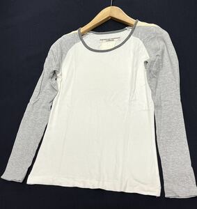 KATHARINE HAMNETT★キャサリンハムネット★長袖 ラグラン Tシャツ カットソー/白×グレー