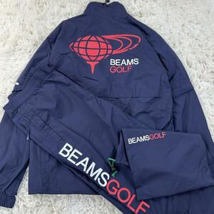 1円～【極美品】ビームスゴルフ コンバーチブルレインブルゾン ジャケット パンツ セットアップ BEAMS GOLF 雨具 紺色 ネイビー Lサイズ