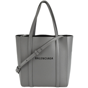 バレンシアガ BALENCIAGA エブリデイ トート XXS ハンドバッグ 551815 レザー グレー シルバー金具 2way ショルダー トートバッグ 中古