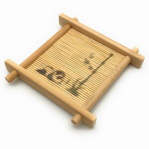 茶托 コースター 井の字型 和モダン 竹製 4枚セット (パンダと竹)