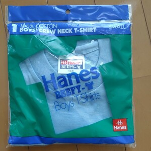 90s ヘインズ ビーフィ Hanes BEEFY Tシャツ　ヴィンテージ感のある水色　130？(US規格キッズＳ)