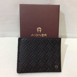 【値下げ】新品☆AIGNER アイグナー 二つ折り財布(小銭入れなし) ブラック 156193 20 Logo 0007 Black 札入れ