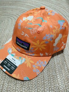 新品 未使用 patagonia パタゴニア パネルキャップ 総柄 オレンジ キャップ フリーサイズ 帽子