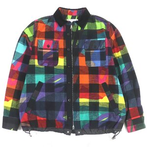 極美品□Sacai サカイ KAWS カウズ 21AW 21-0257M Plaid Shirt 襟ベロア WZIP ドローストリング シャツジャケット ブルゾン 1 正規品