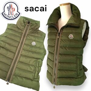 s45 正規品 MONCLER モンクレール Sacai サカイ MASAE GILET マサエ ジレ ダウンベスト ペプラム カーキ ダウンジャケット 1 レディース