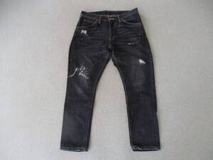 希少 nano universe Lee 別注 コラボ ANKLE Vintage Denim Pants ジョッパーズパンツ テーパード ビンテージ加工 デニムパンツ 30 M 黒