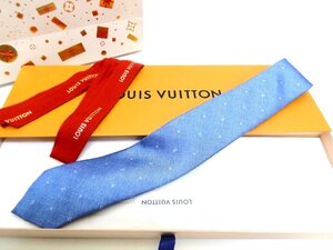 新品同様 極美品 LOUIS VUITTON ルイヴィトン ネクタイ コンステレーションデニム7CM ブルーシエル M70202 ☆P